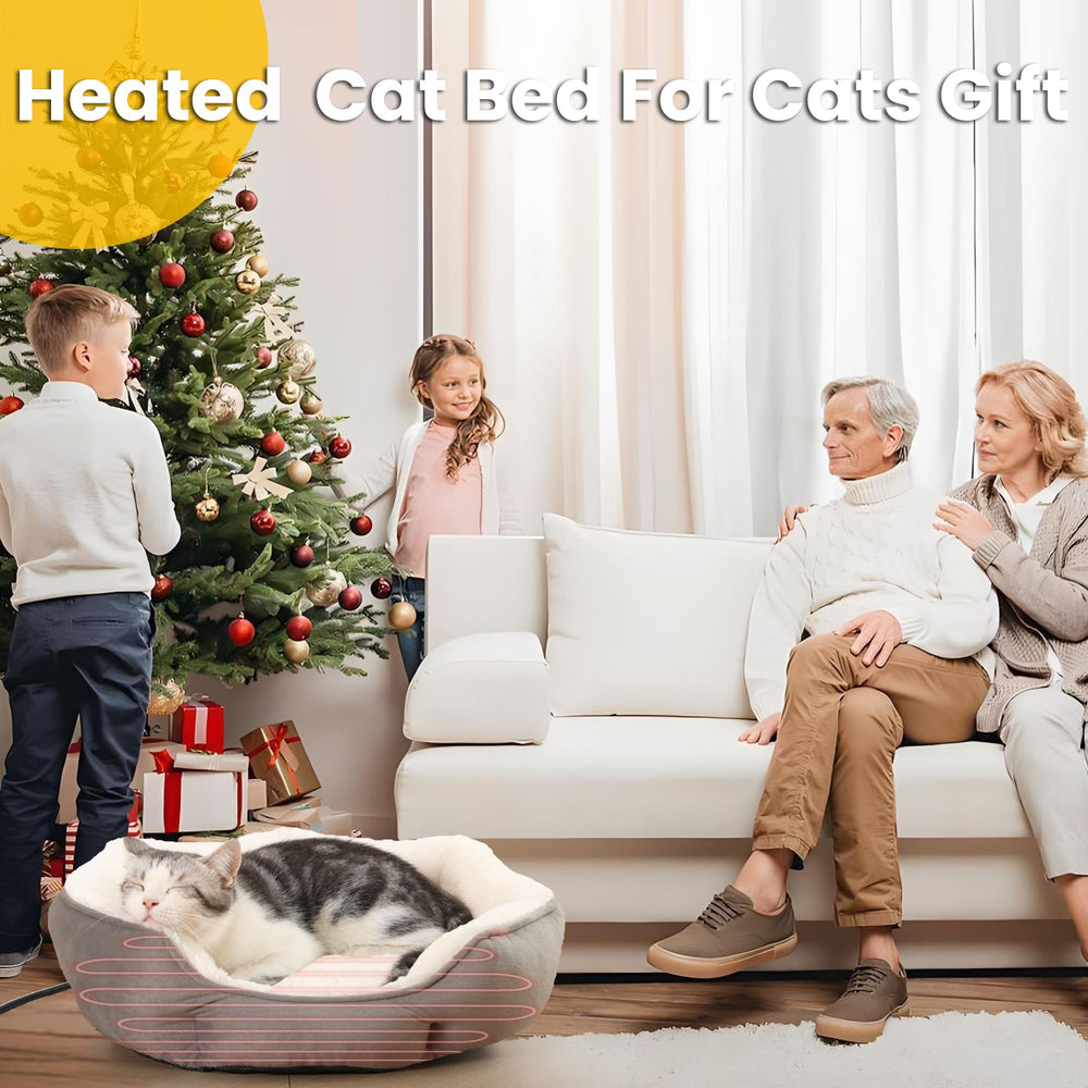 EursurePet heated bed 20-inch round fits cats and small dogs comfortably.