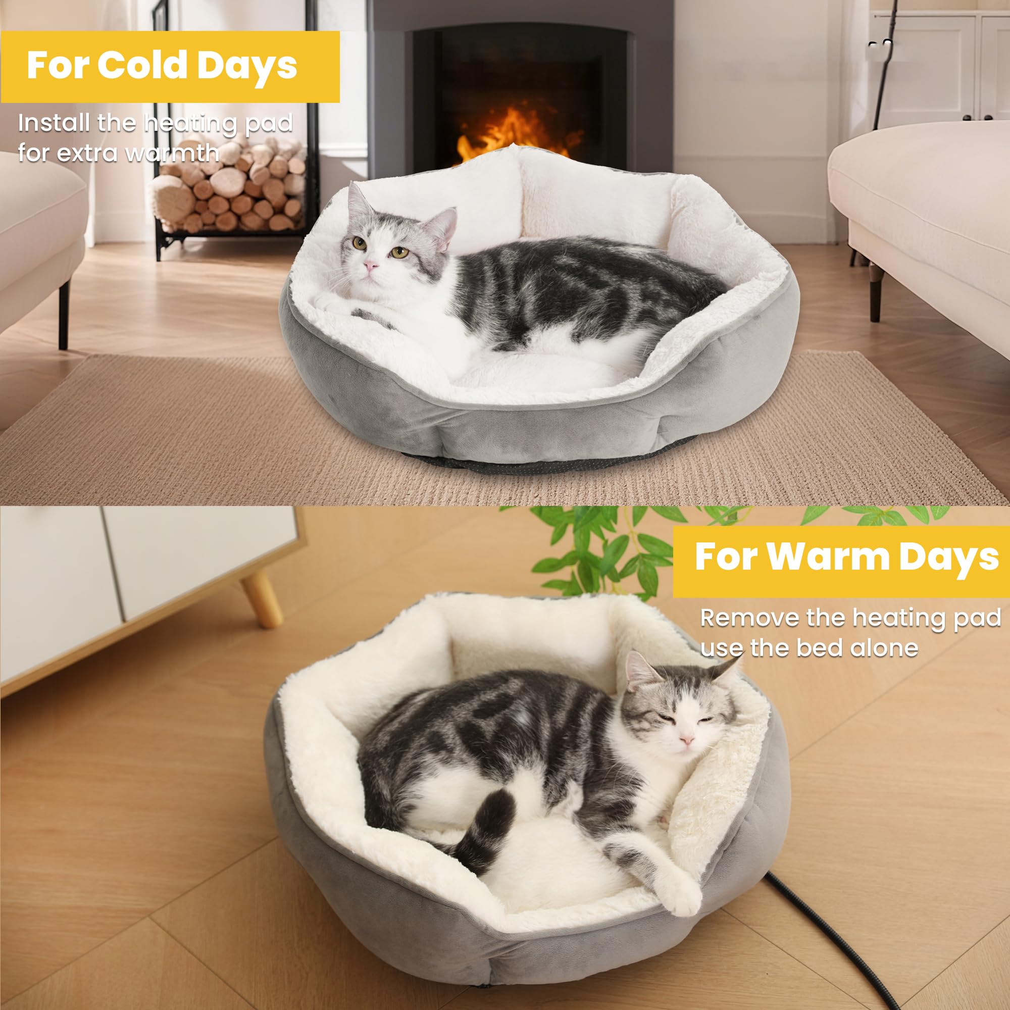 EursurePet heated bed fluffy cotton-filled interior enhances cozy warmth retention.
