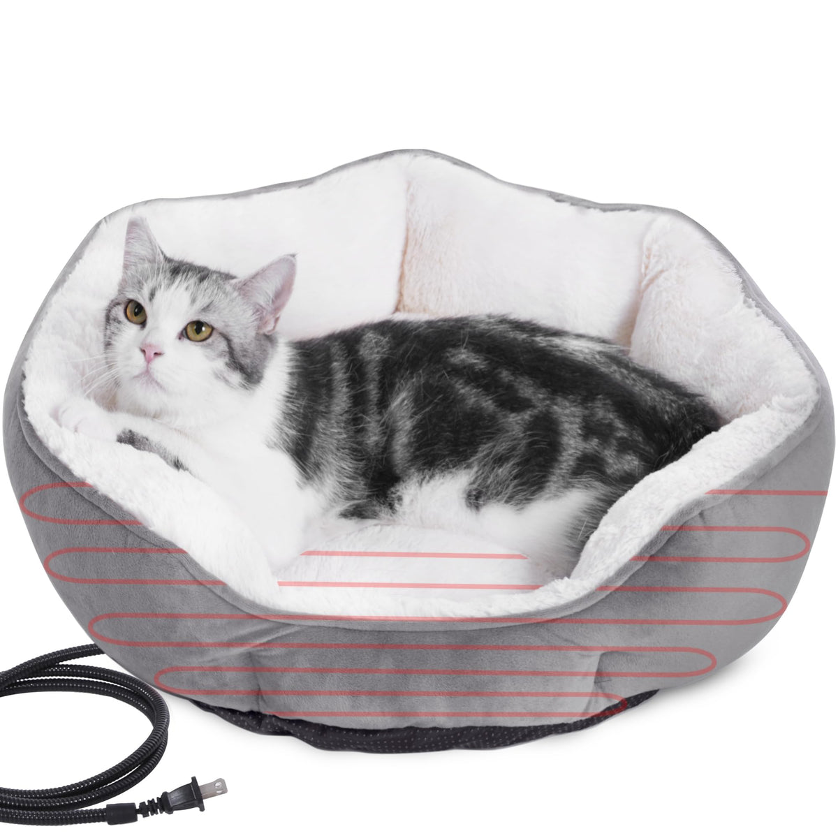 EursurePet heated bed round outer provides plush warmth for winter lounging.