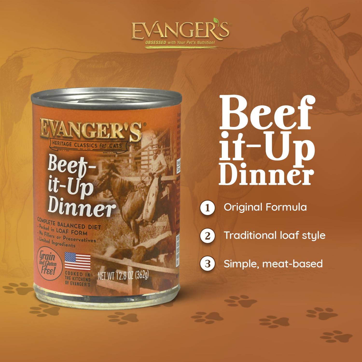 Evanger's Beef It Up loaf-close shows moist, palatable texture for cats.