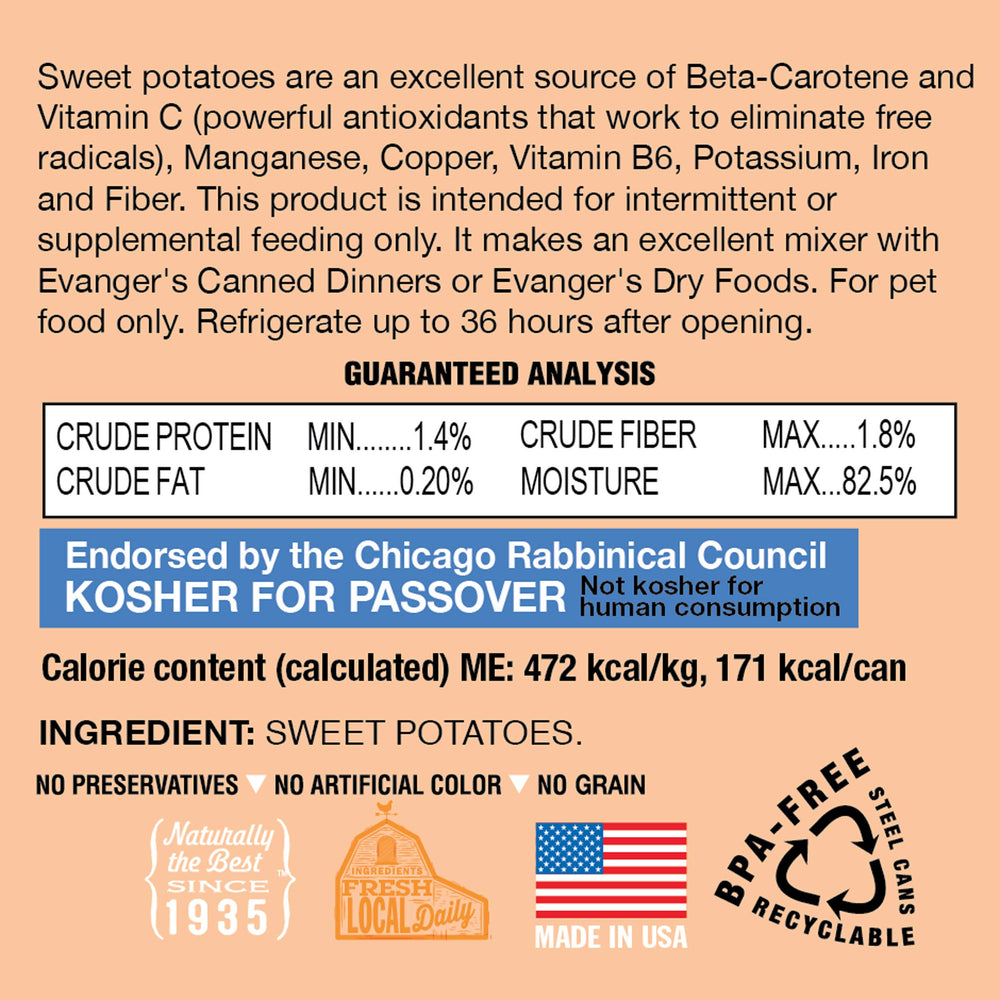 Evanger's Complements Sweet Potato ingredient closeup: pure single-ingredient nutrition on display