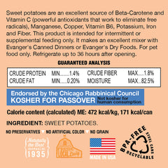 Evanger's Complements Sweet Potato ingredient closeup: pure single-ingredient nutrition on display
