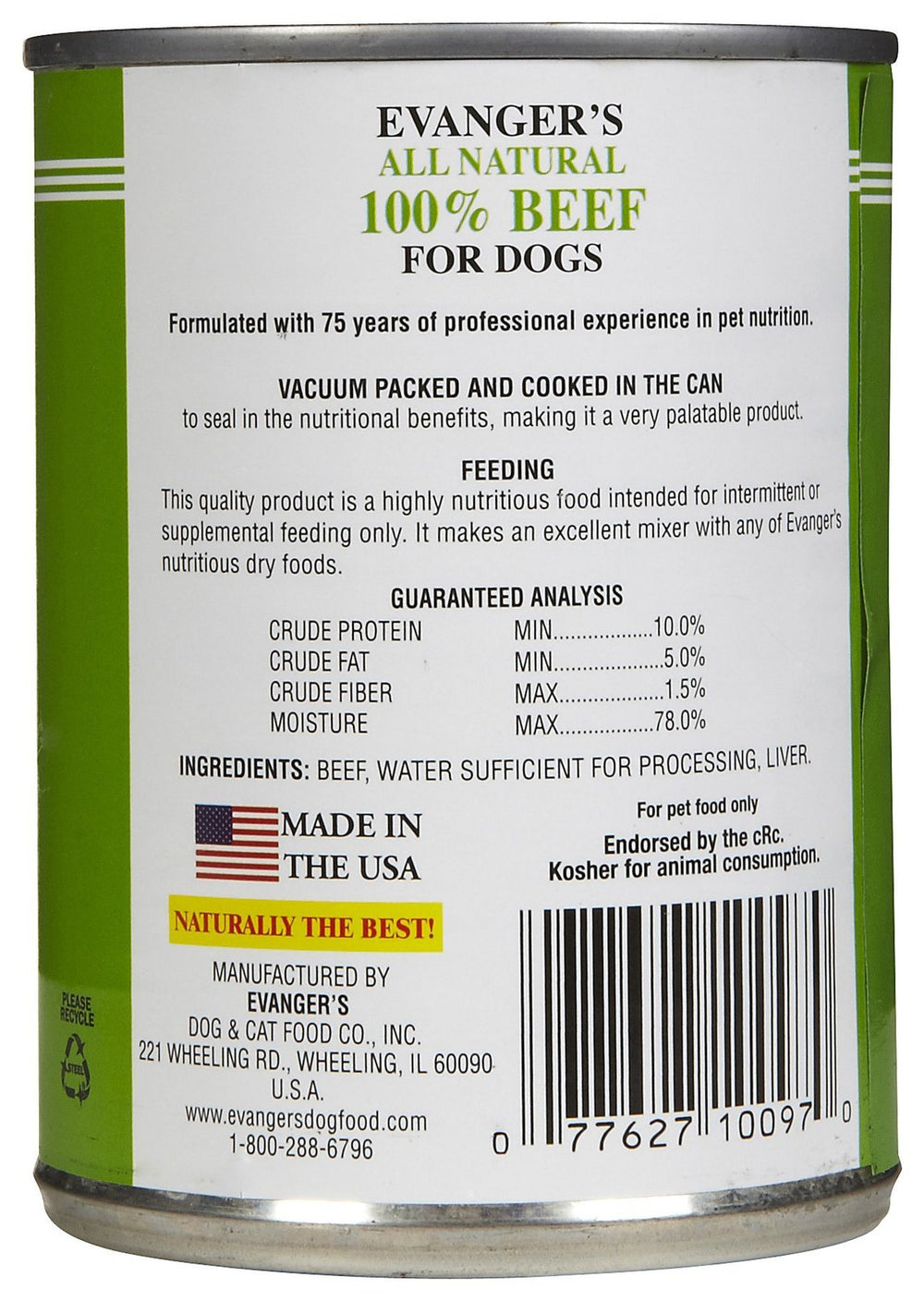 Evanger's Heritage Classic Beef packaging highlights USA-sourced beef and sustainable materials