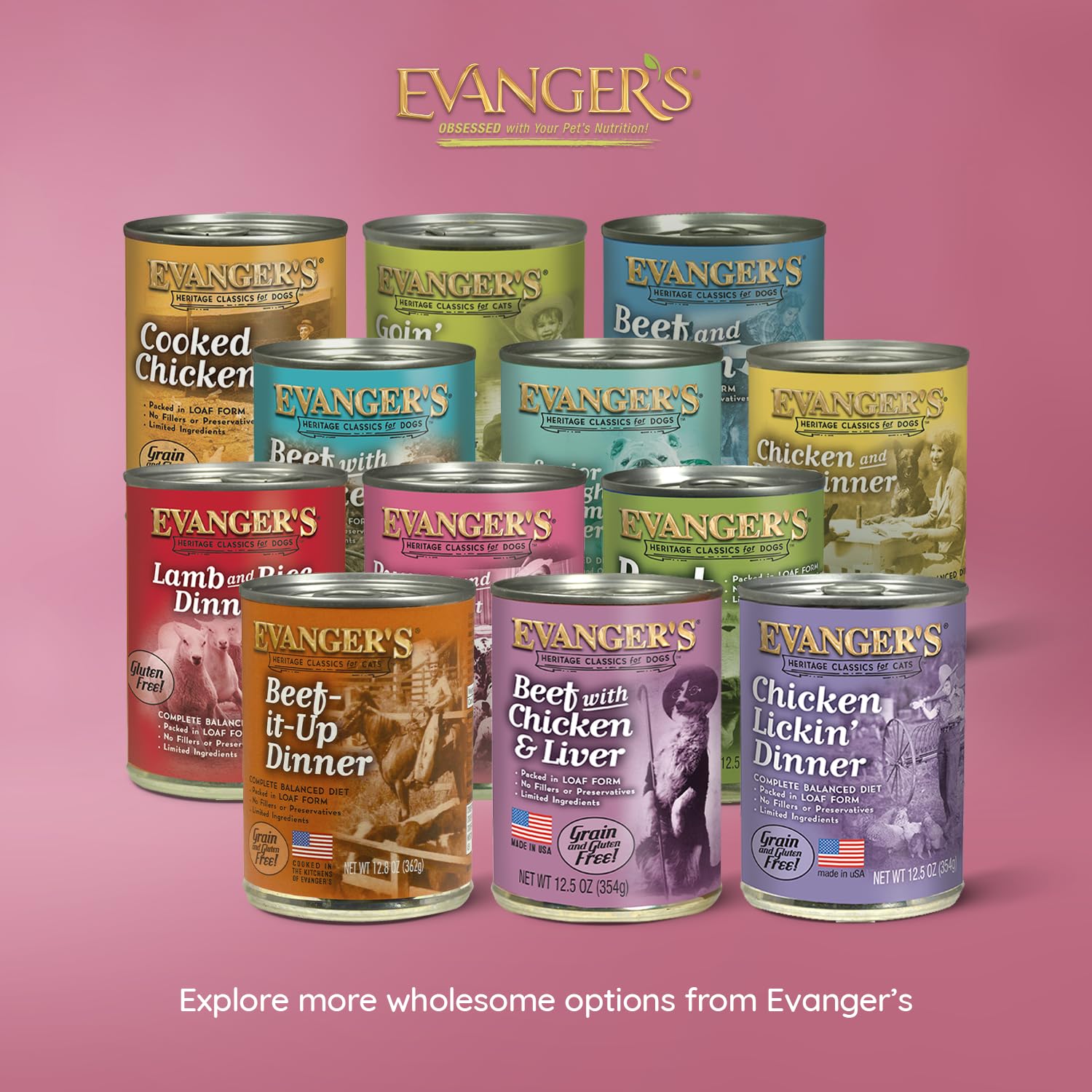 Evanger's Heritage Classic All Life Stages: complete dinner for puppies to seniors.