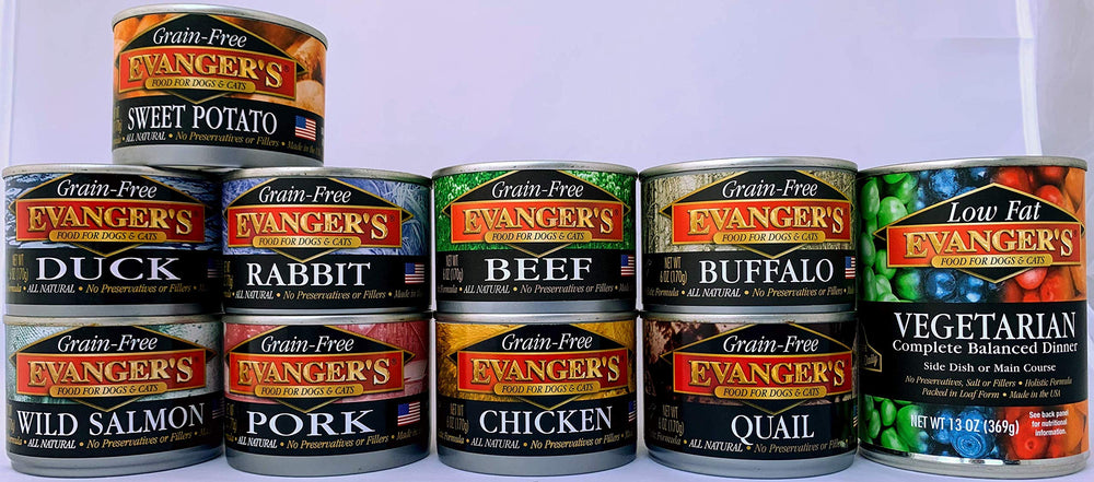 Kosher label on Evanger's buffalo dog cans for allergy-aware feeding.