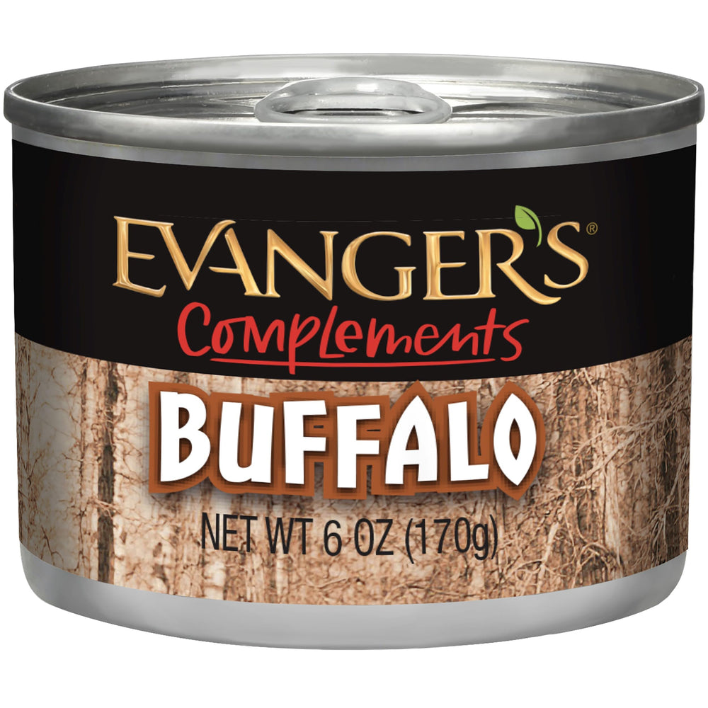 Evanger's Super Premium Buffalo dog cans 24-pack, protein-rich meals.