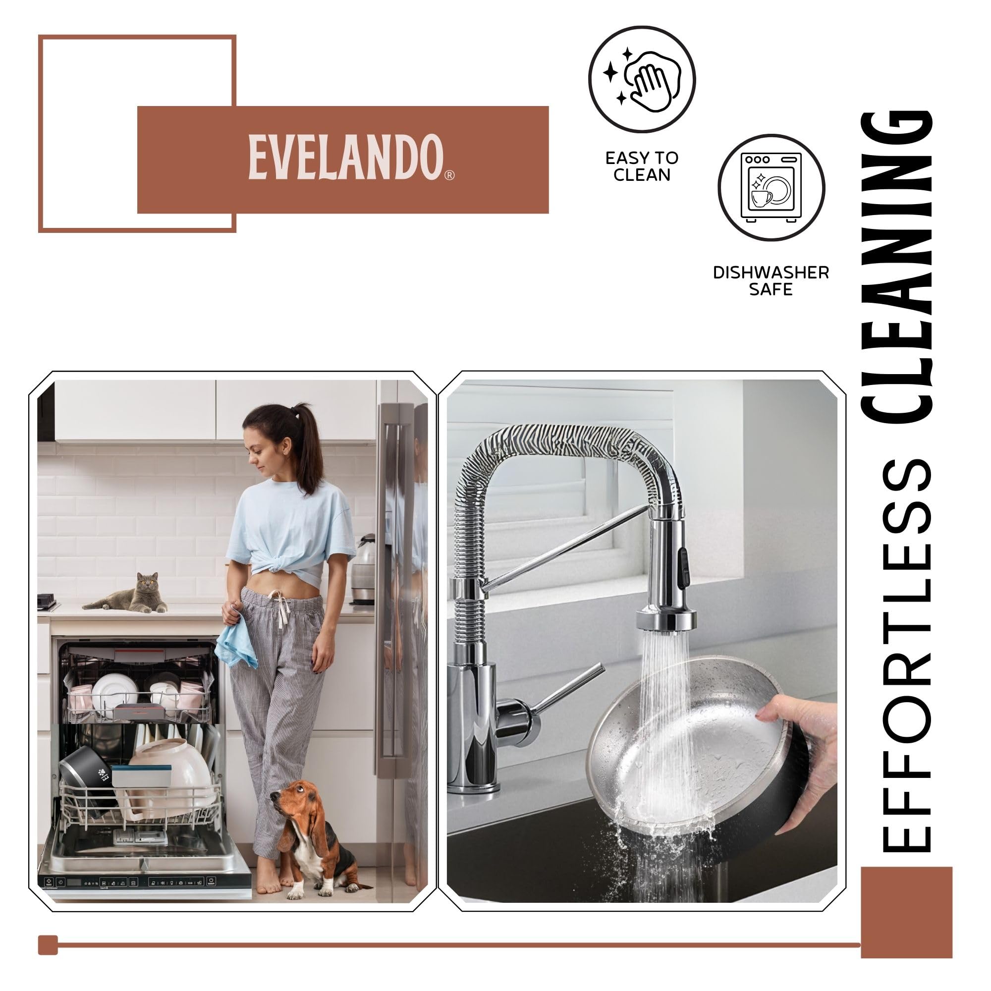 EVELANDO modern dining dog bowl complements home aesthetics.