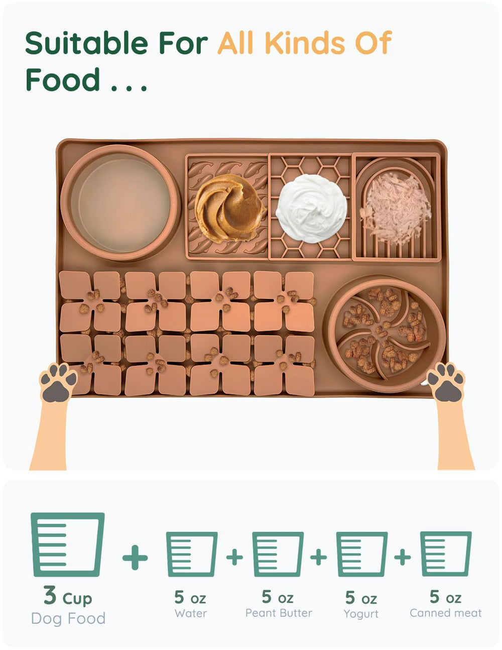Evenco interactive sniff mat helps keep pets busy and reduces mealtime stress.