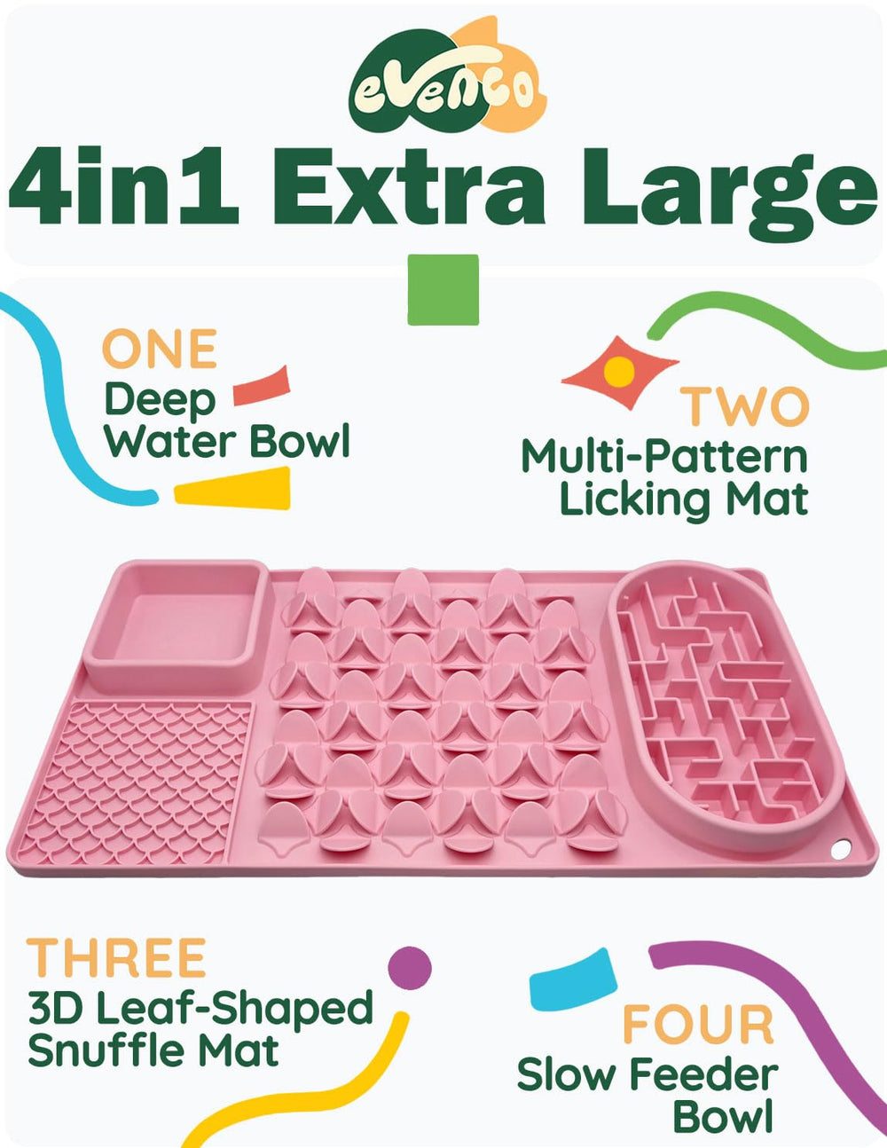 Evenco silicone lick mat surface with fish-scale pattern enhances mental engagement during meals