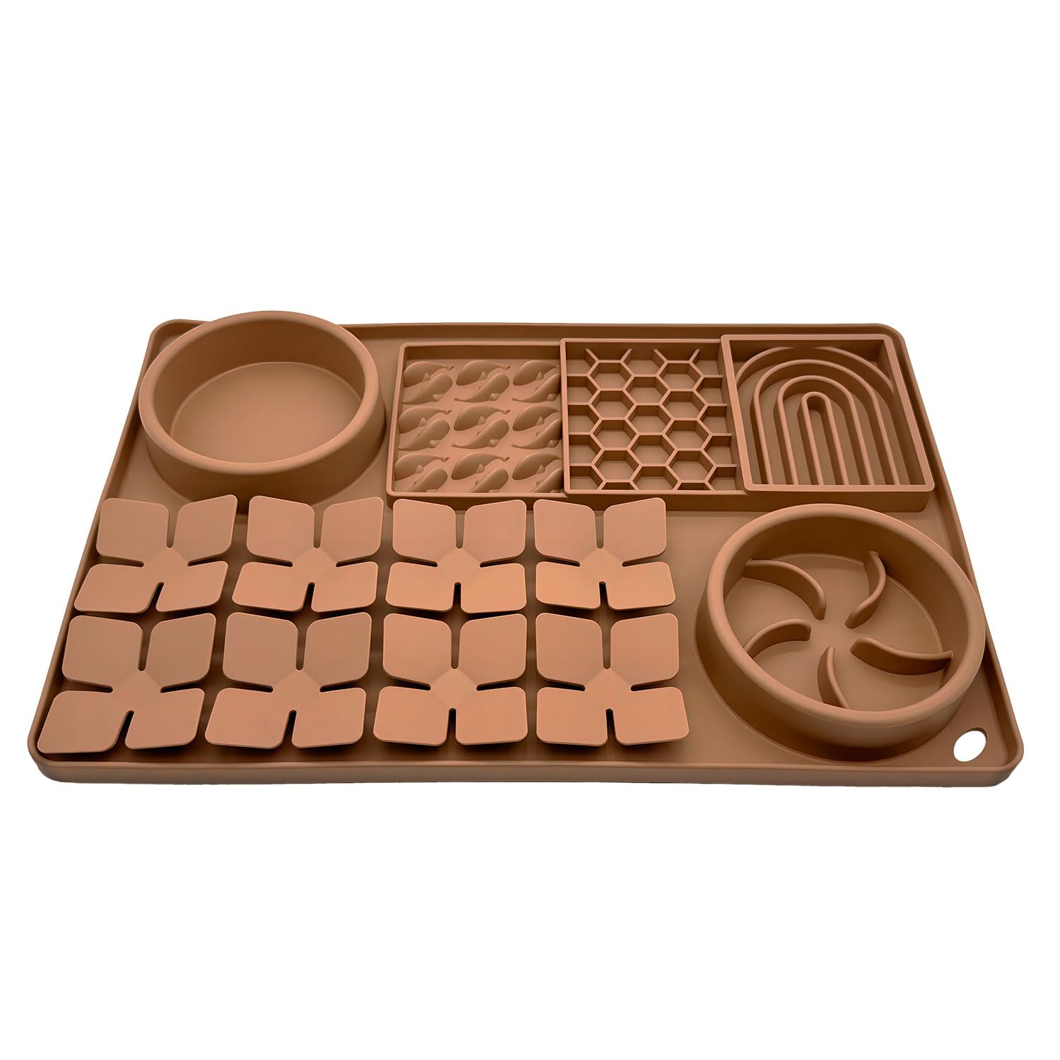 Evenco silicone lick mat with suction cups supports mindful grazing during meals.