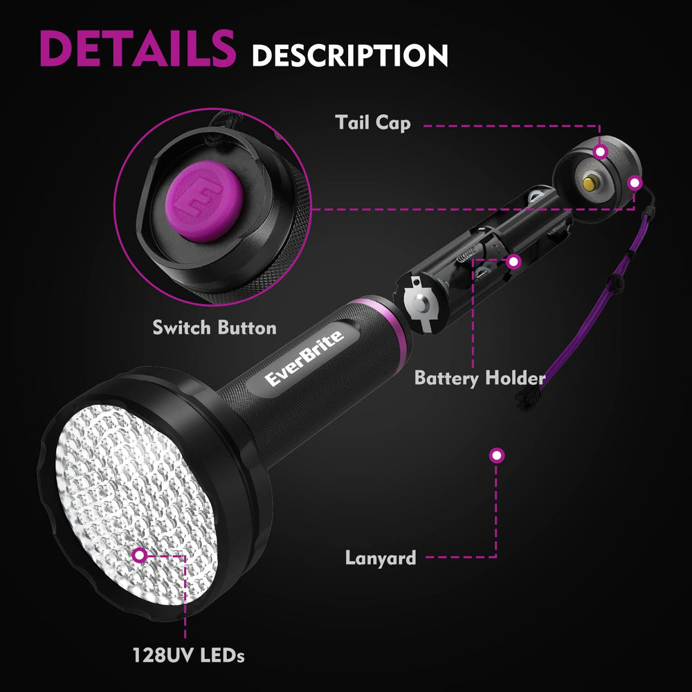 EverBrite UV flashlight detects scorpions in dark spaces.
