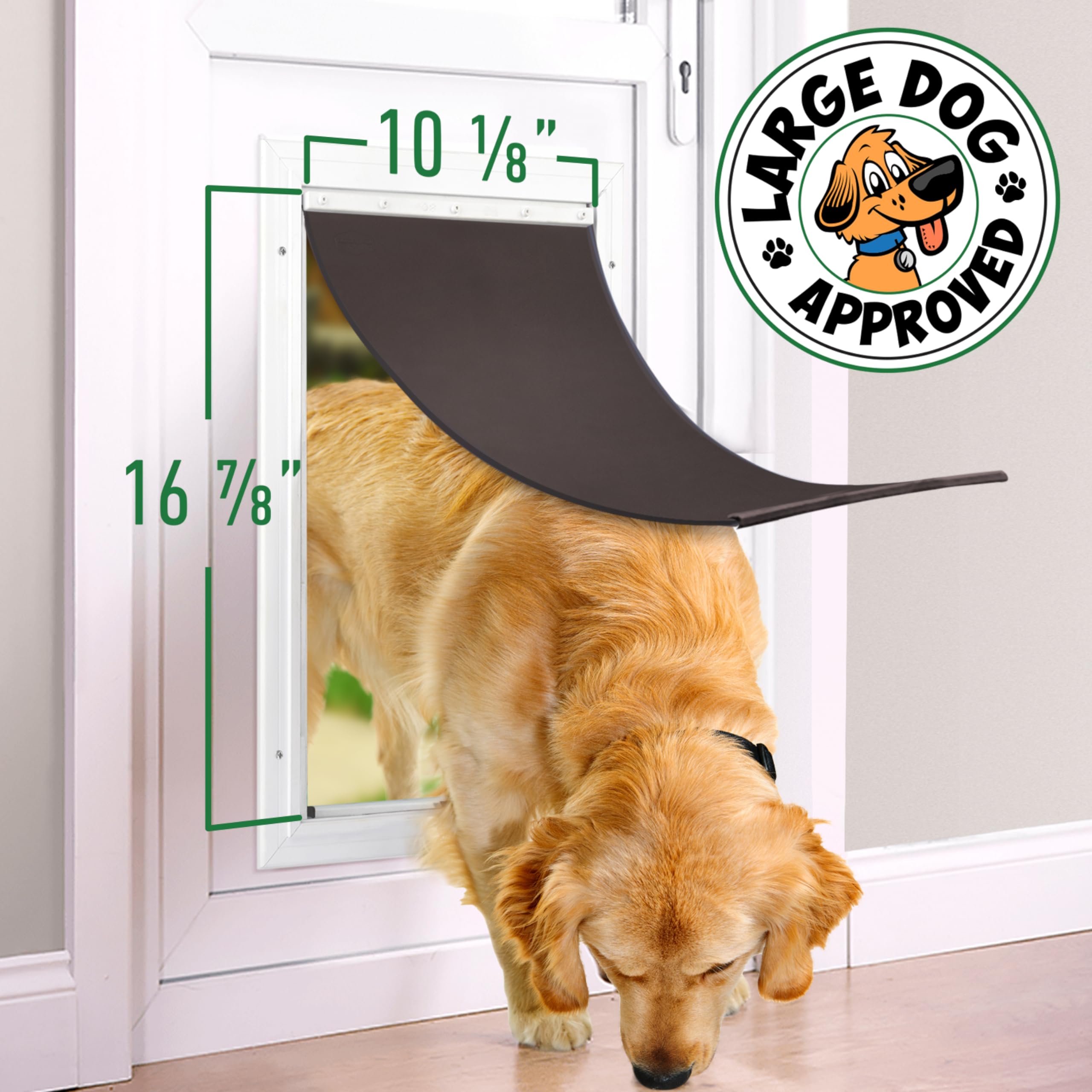 Evergreen Pet Supplies easy-install flap shown with screwdriver for quick pet independence
