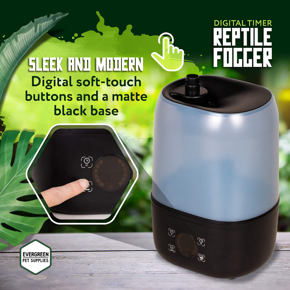 Evergreen Pet Supplies Reptile Fogger 4L tank reduces refills for longer sessions.