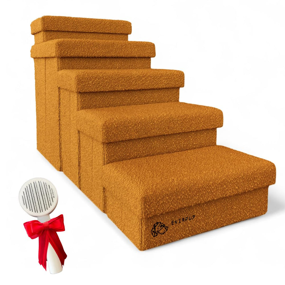 EverPUP 5-step dog stairs terracotta closed storage for organized pet gear.
