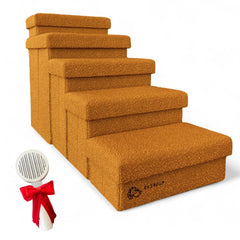 EverPUP 5-step dog stairs terracotta closed storage for organized pet gear.