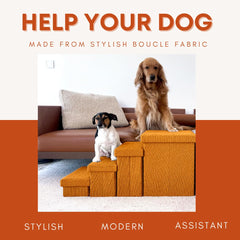 EverPUP 5-step dog stairs terracotta lid open shows plush padding for comfortable climbs.