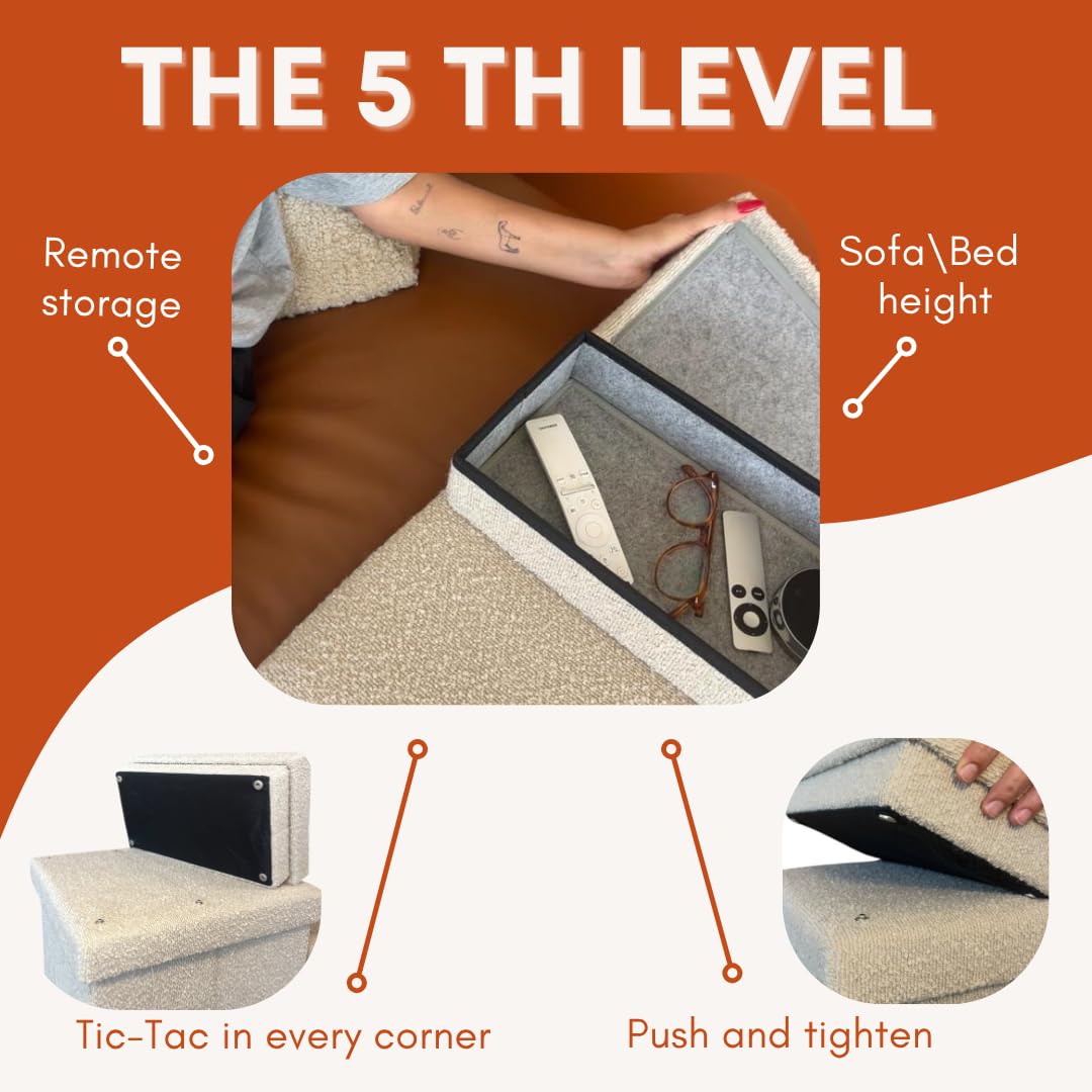 EVERPUP storage and stairs double as ottoman when folded.
