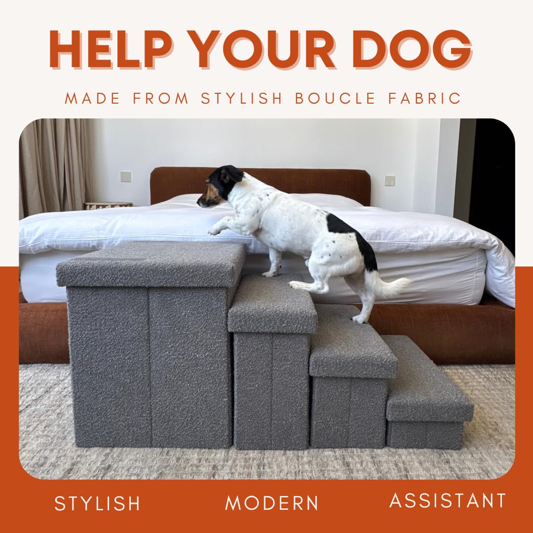 EVERPUP storage box lid in light gray boucle keeps pet gear neatly organized.
