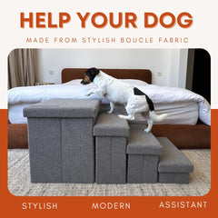 EVERPUP storage box lid in light gray boucle keeps pet gear neatly organized.