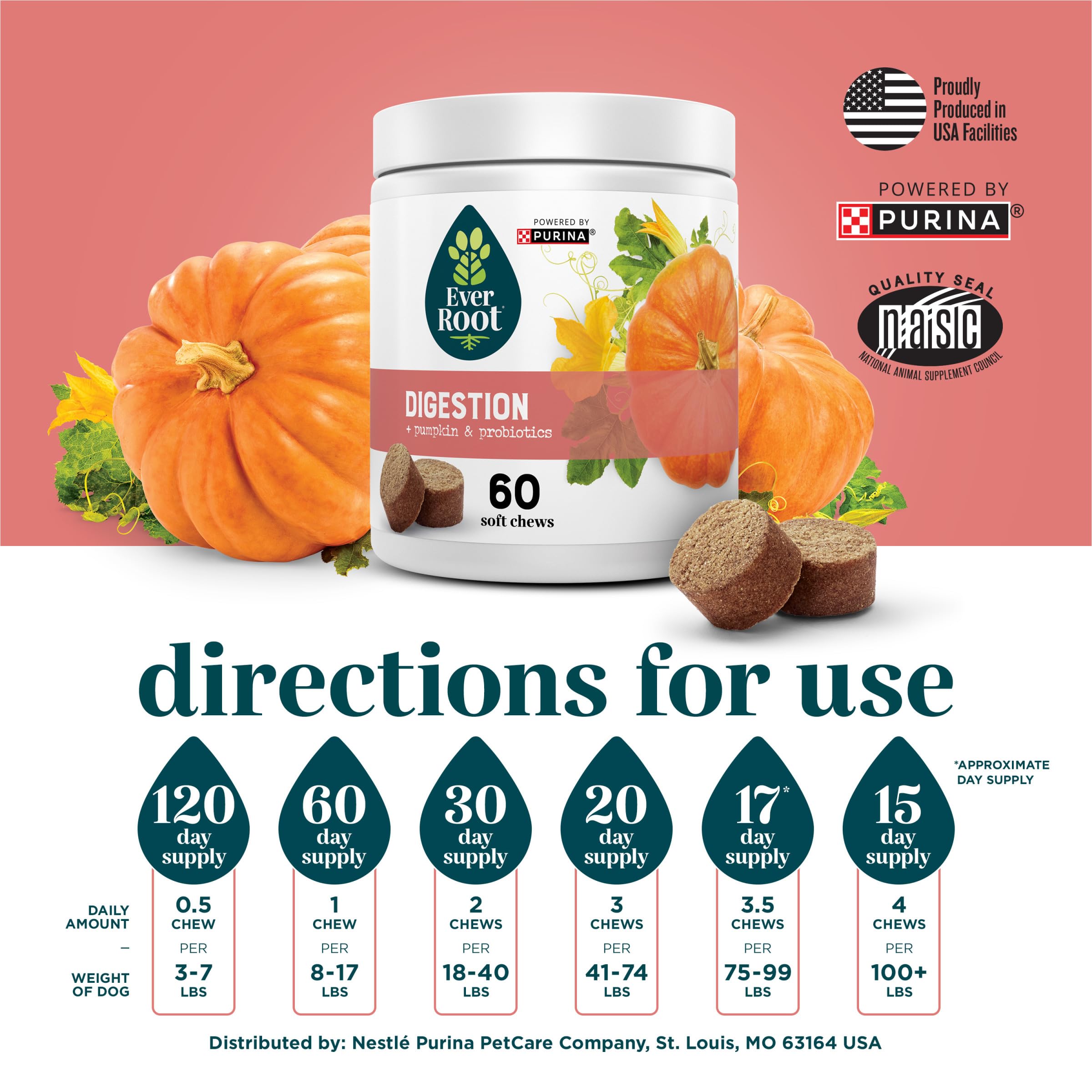 EverRoot Digestion Soft Chews cross-section showing texture and natural ingredients.