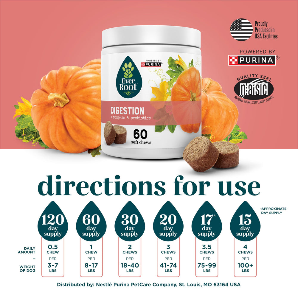 EverRoot Digestion Soft Chews cross-section showing texture and natural ingredients.