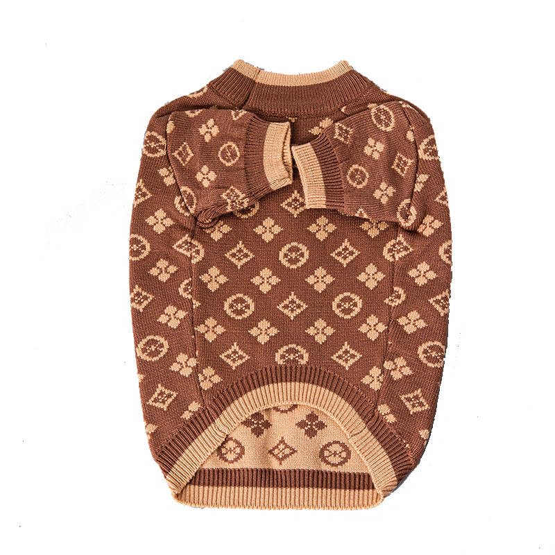 Everything Chic luxury dog sweater ribbed trim design in cocoa for chic styling