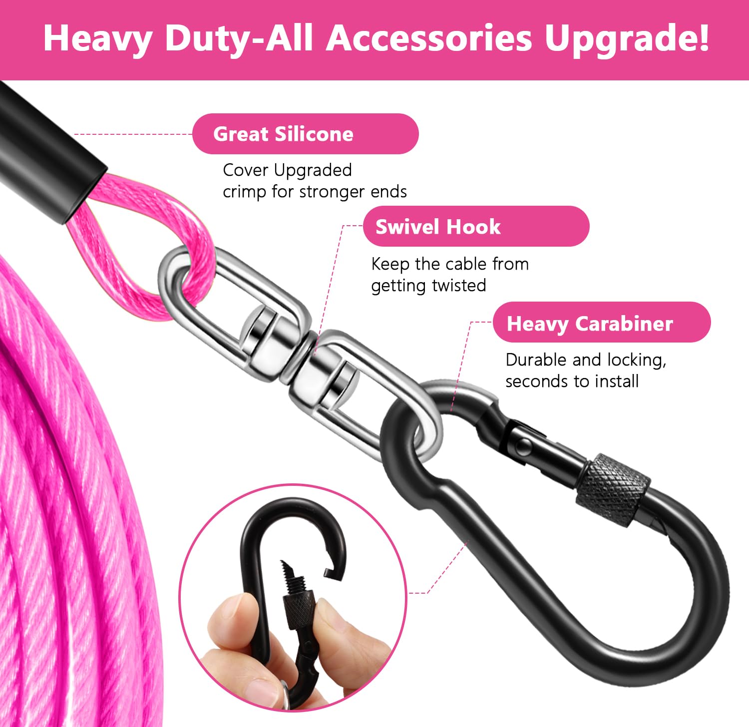 Evilplan tie-out in yard or campsite supports safe exploration.