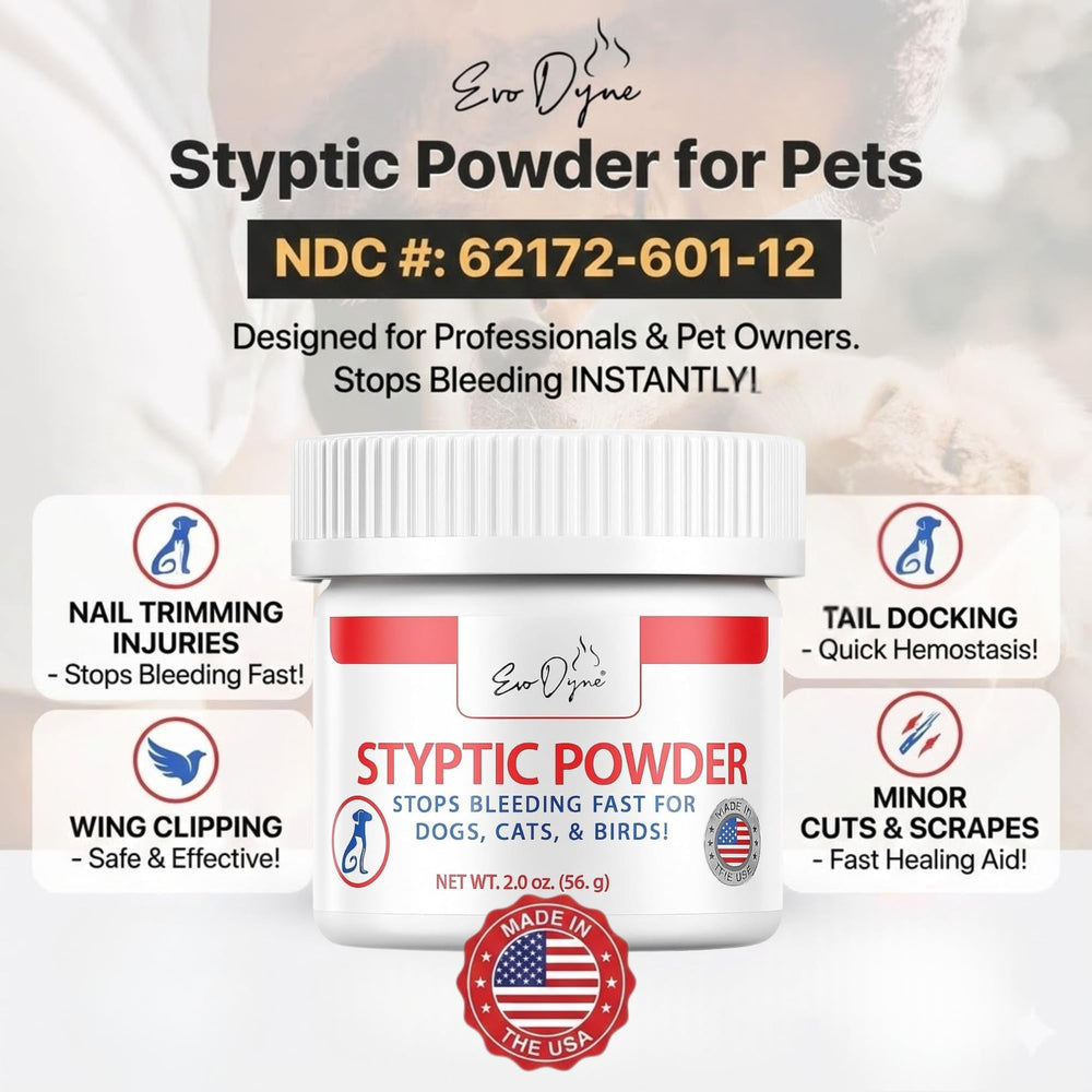 Polvo hemostático Evo Dyne para gatos aplica con seguridad durante el aseo