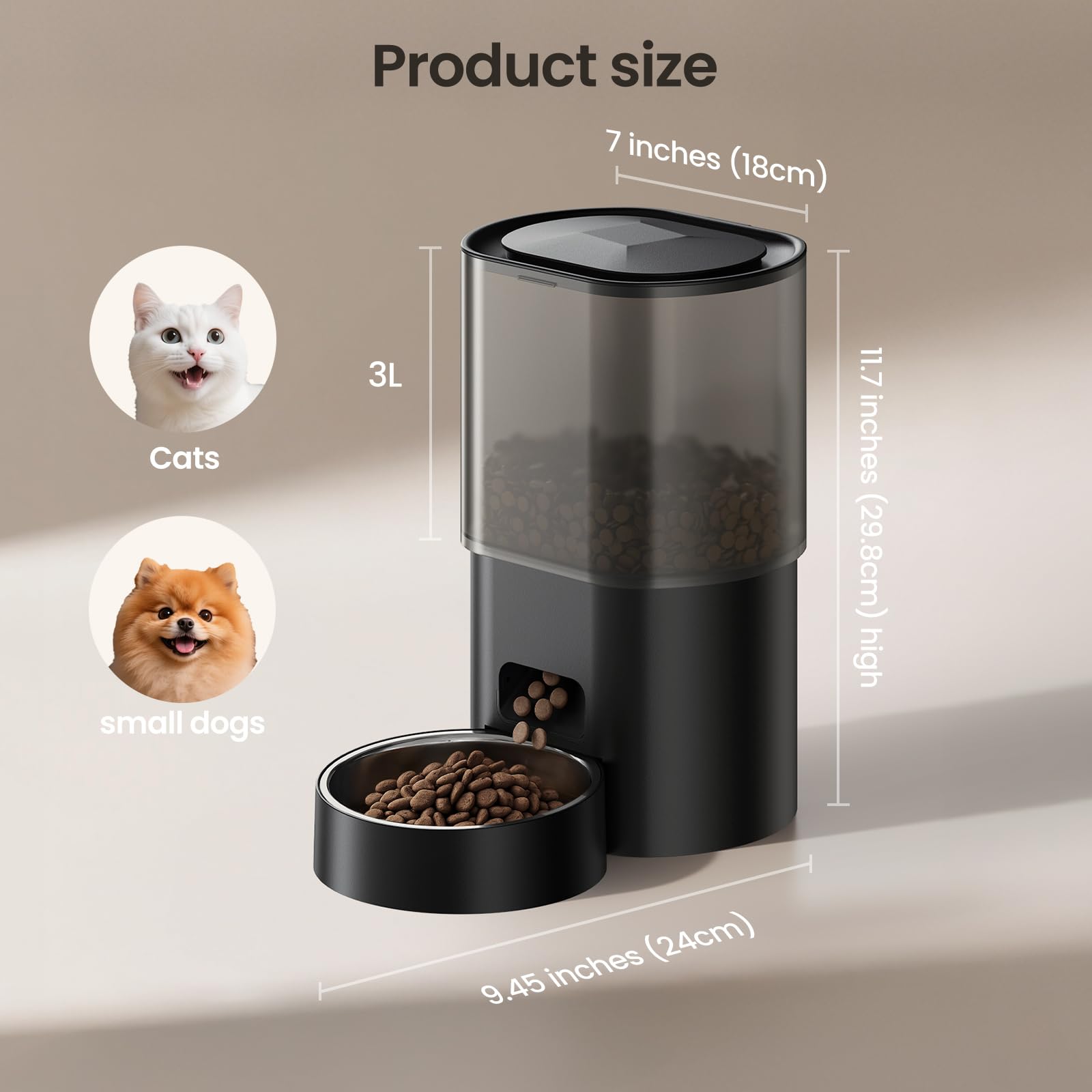 Evoliq 5G WiFi app control enables remote feeding schedules.