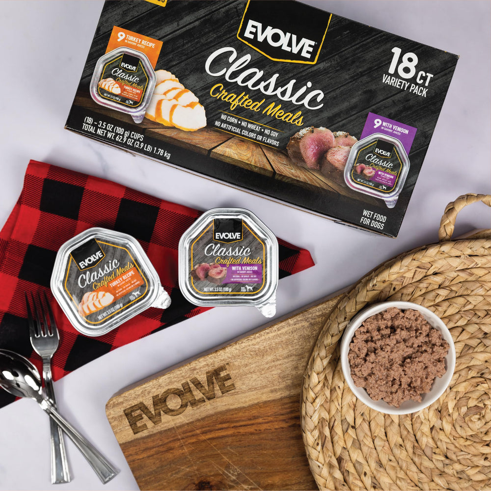 Evolve ingredients close-up, wholesome bites dogs can chew with ease