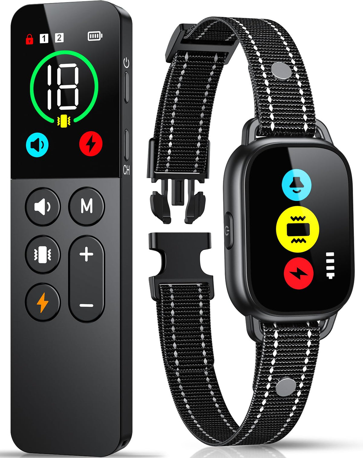 Evuime dog training collar remote displays status icons for clear training cues.