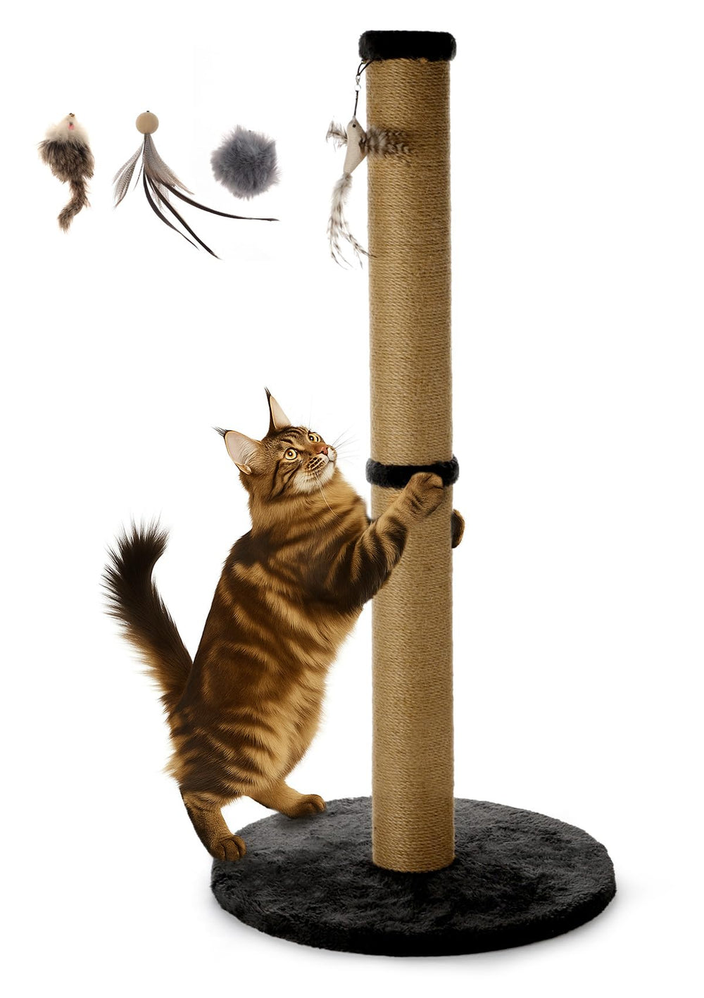 Ewenono 34-inch cat scratching post with sisal rope for indoor cats