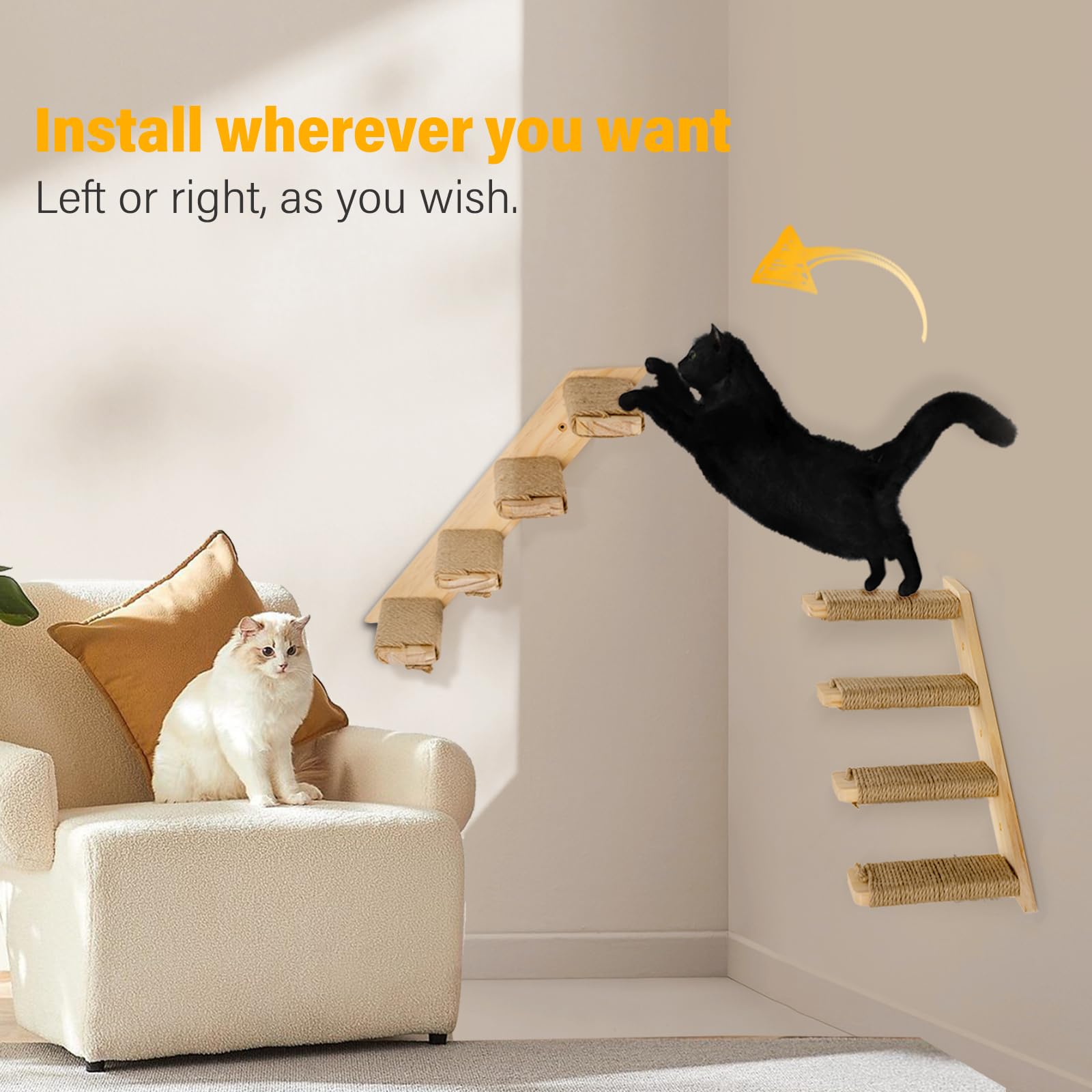 Ewenono catstairs wall-mounted assembly shows clean, space-saving design