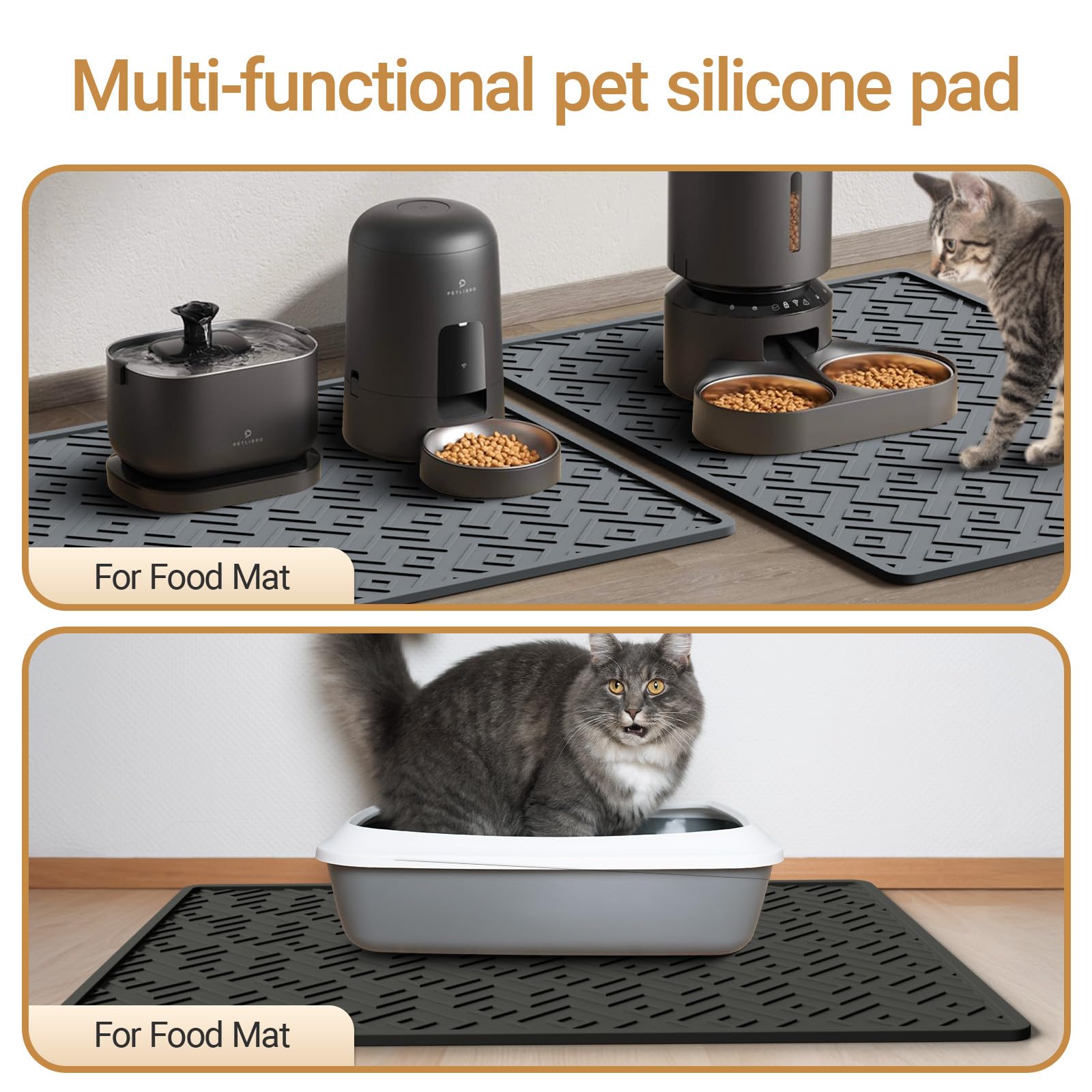 EWX Cat Litter Mat near bowls keeps surrounding floors tidy and protected.