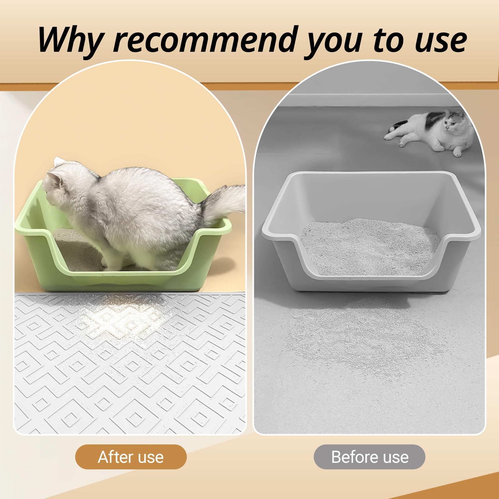 EWX Cat Litter Mat soft non-slip back prevents movement during use.
