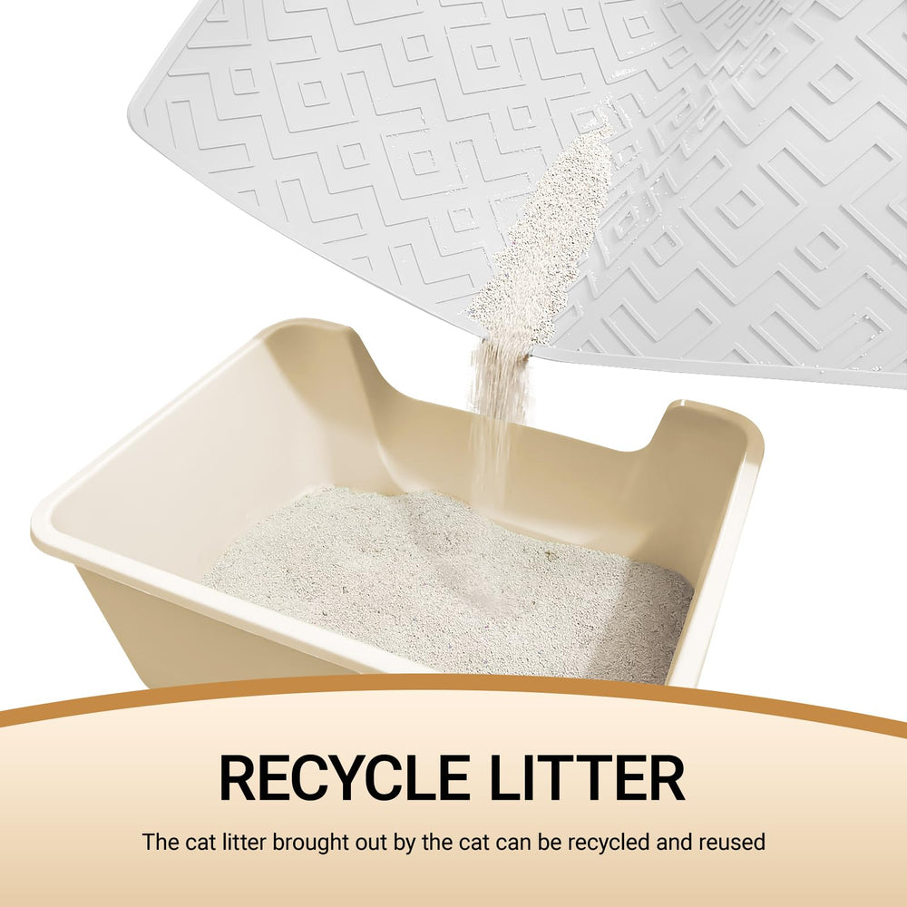 EWX Cat Litter Mat under litter box offers reliable floor protection.