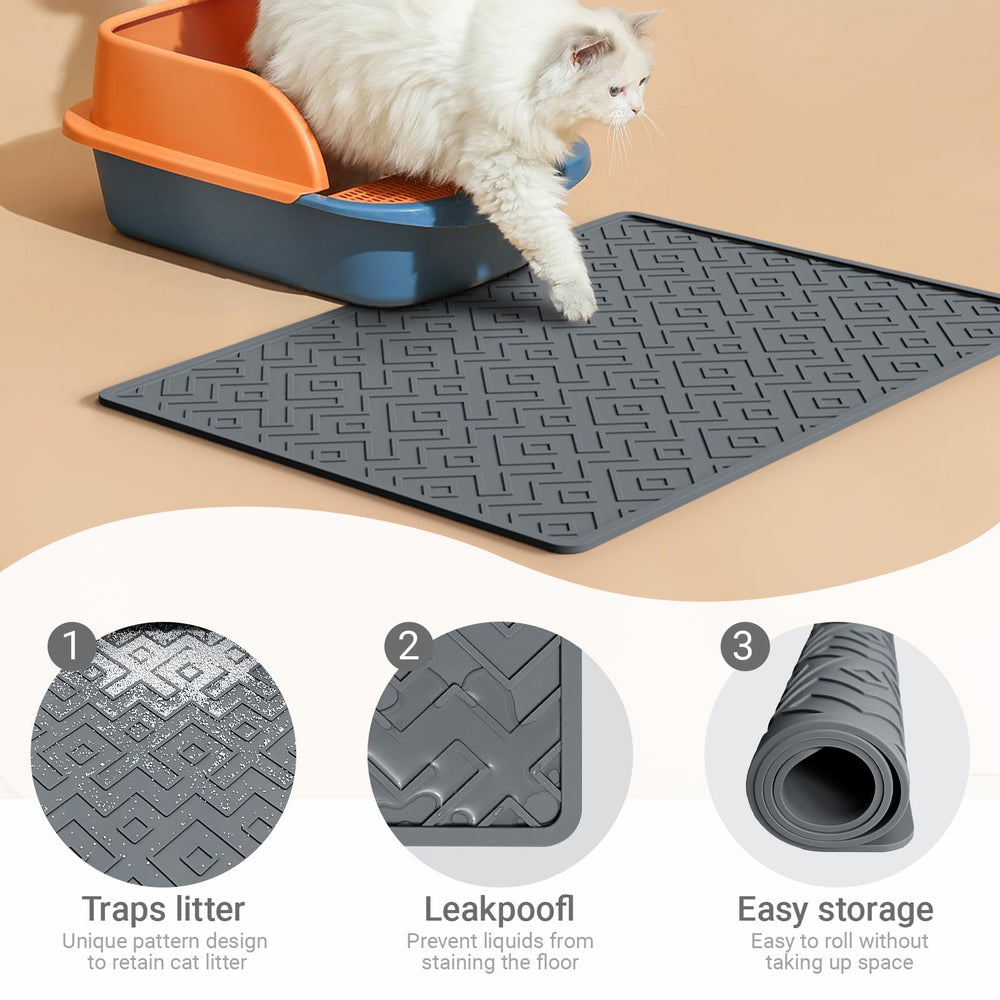 EWX Cat Litter Mat waterproof bottom guards against urine and moisture.