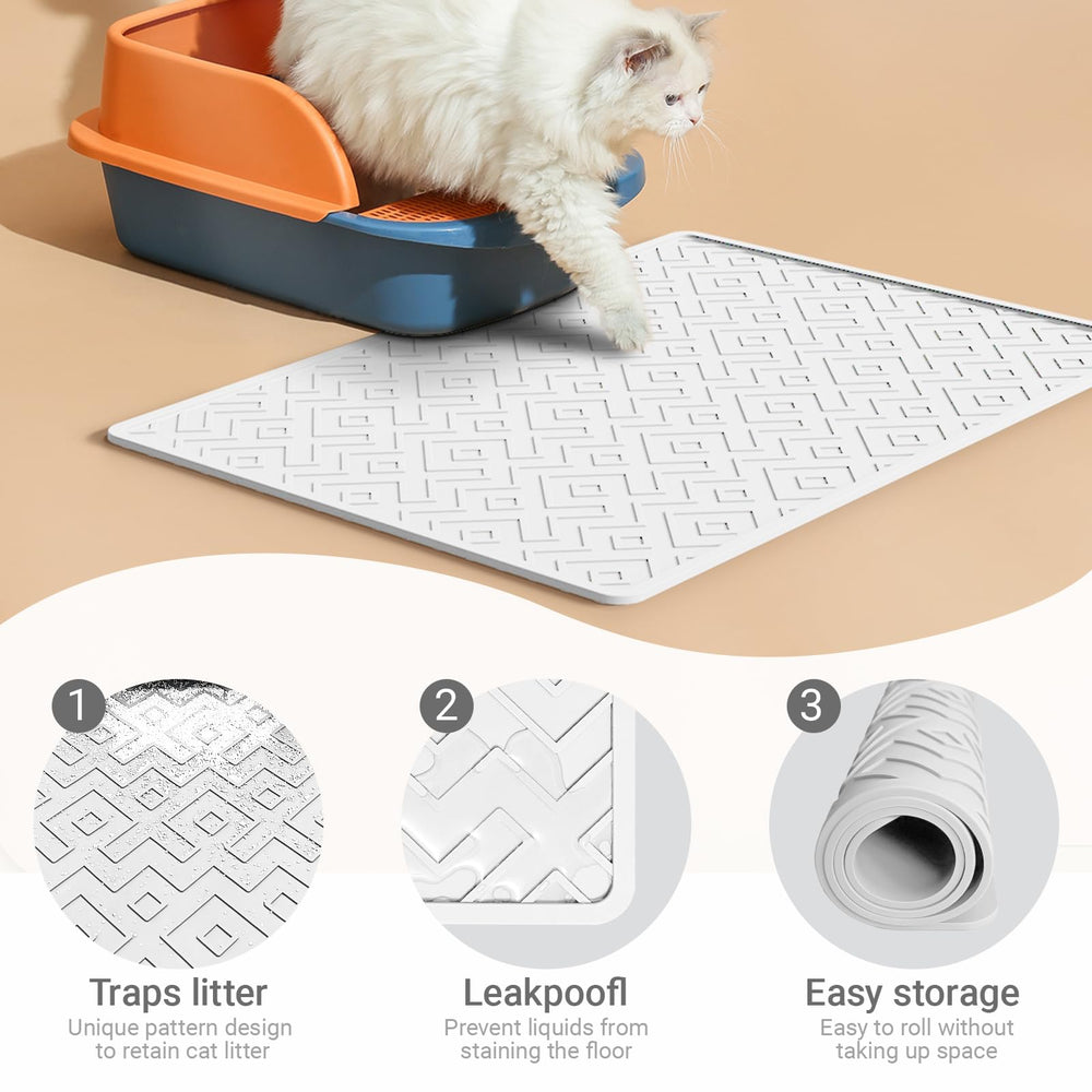 EWX Cat Litter Mat waterproof surface protects floors from spills and moisture.
