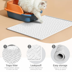 EWX Cat Litter Mat waterproof surface protects floors from spills and moisture.