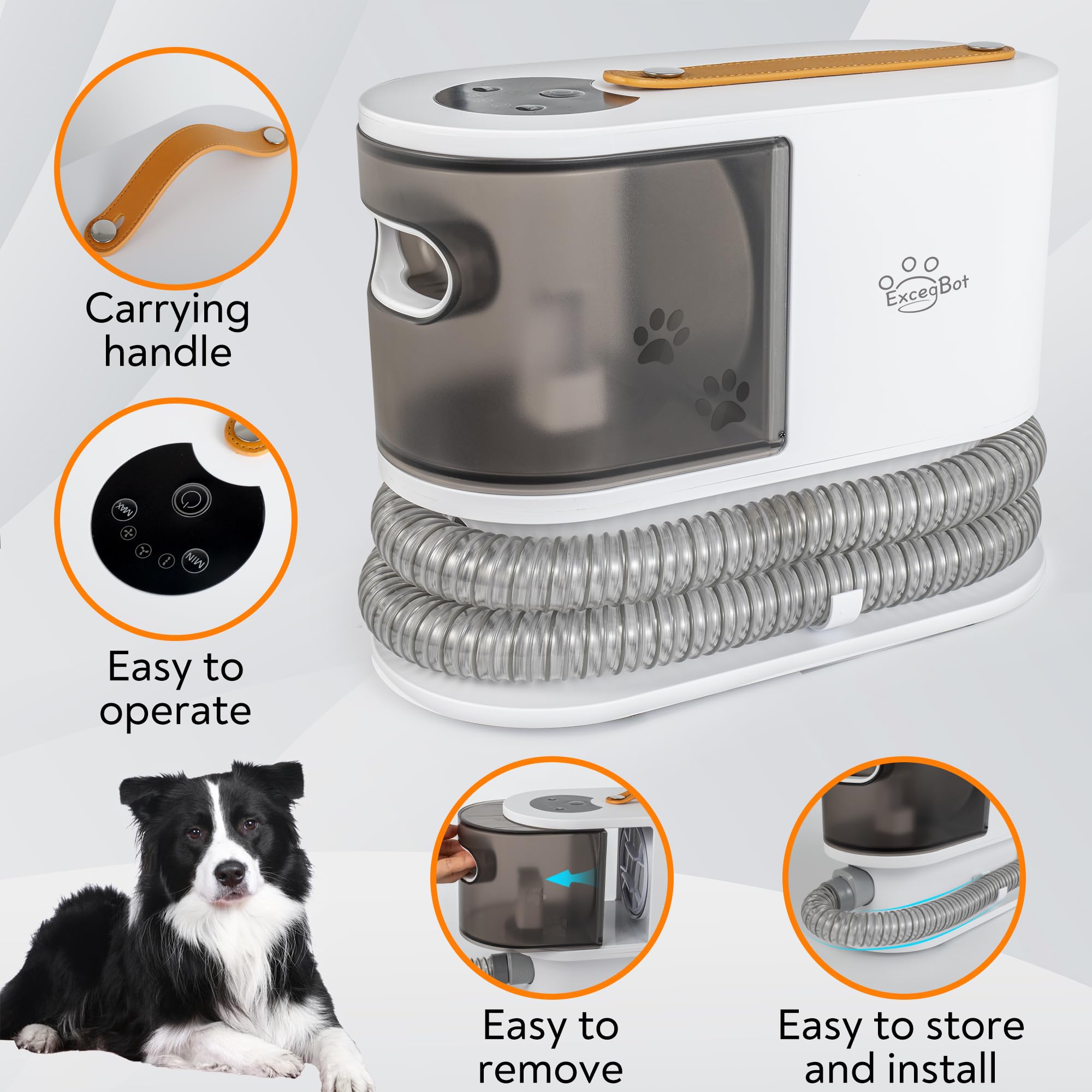 ExcegBot cleaning accessories help maintain a tidy grooming space.