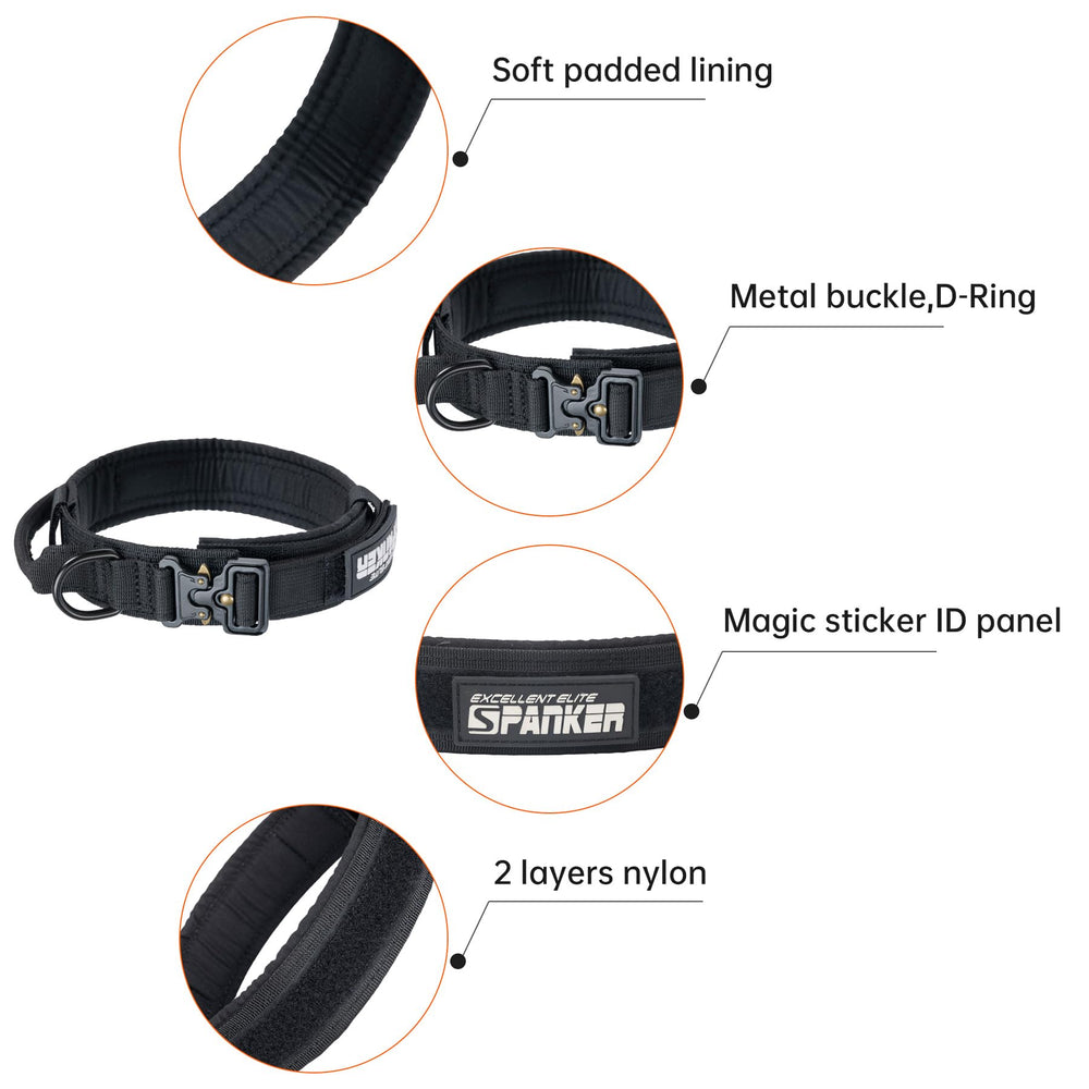 Excellent Elite Spanker nylon tactical collar highlights quick-release buckle for secure, hassle-free on/off.