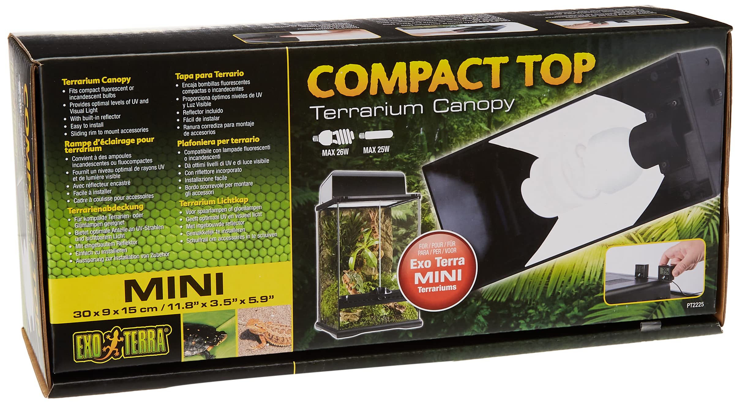 Exo Terra mini compact incandescent light fixture front view for small terrariums.