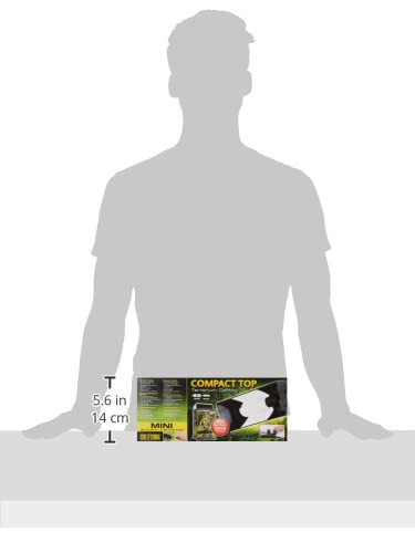 Exo Terra mini fixture highlights bulb compatibility with low-watt bulbs up to 26W.