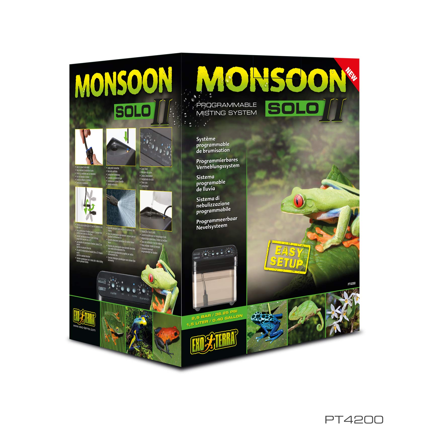 Exo Terra Monsoon Solo II terrarium setup shows practical misting for tropical habitats