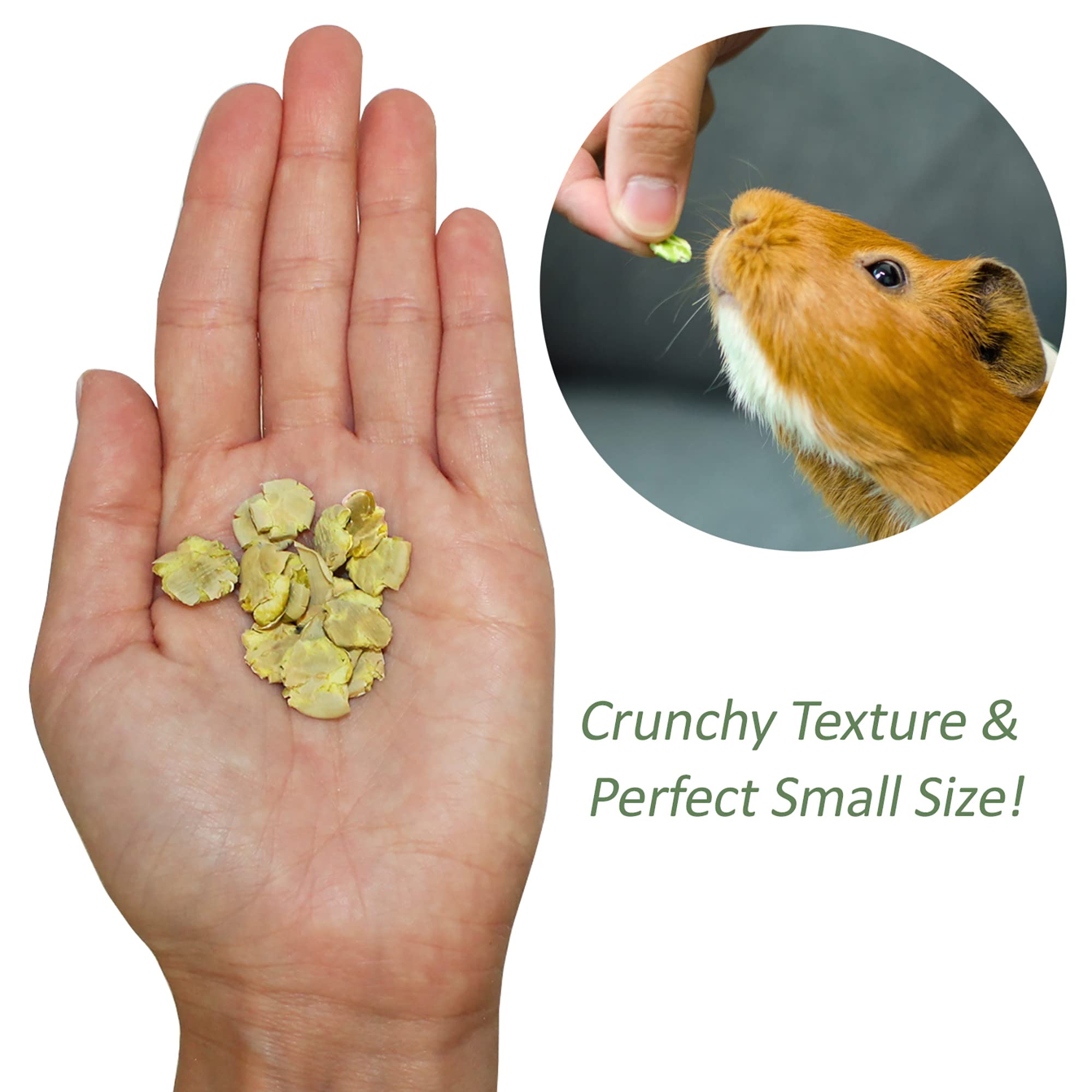Exotic Nutrition Green Pea Flakes bottle-open shot suggests quick, flexible treat moments