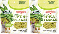 Exotic Nutrition Green Pea Flakes pack-front highlighting twin-pack convenience for small pets