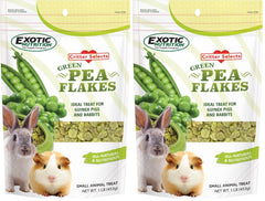 Exotic Nutrition green pea flakes packaging—quick training rewards for small pets.