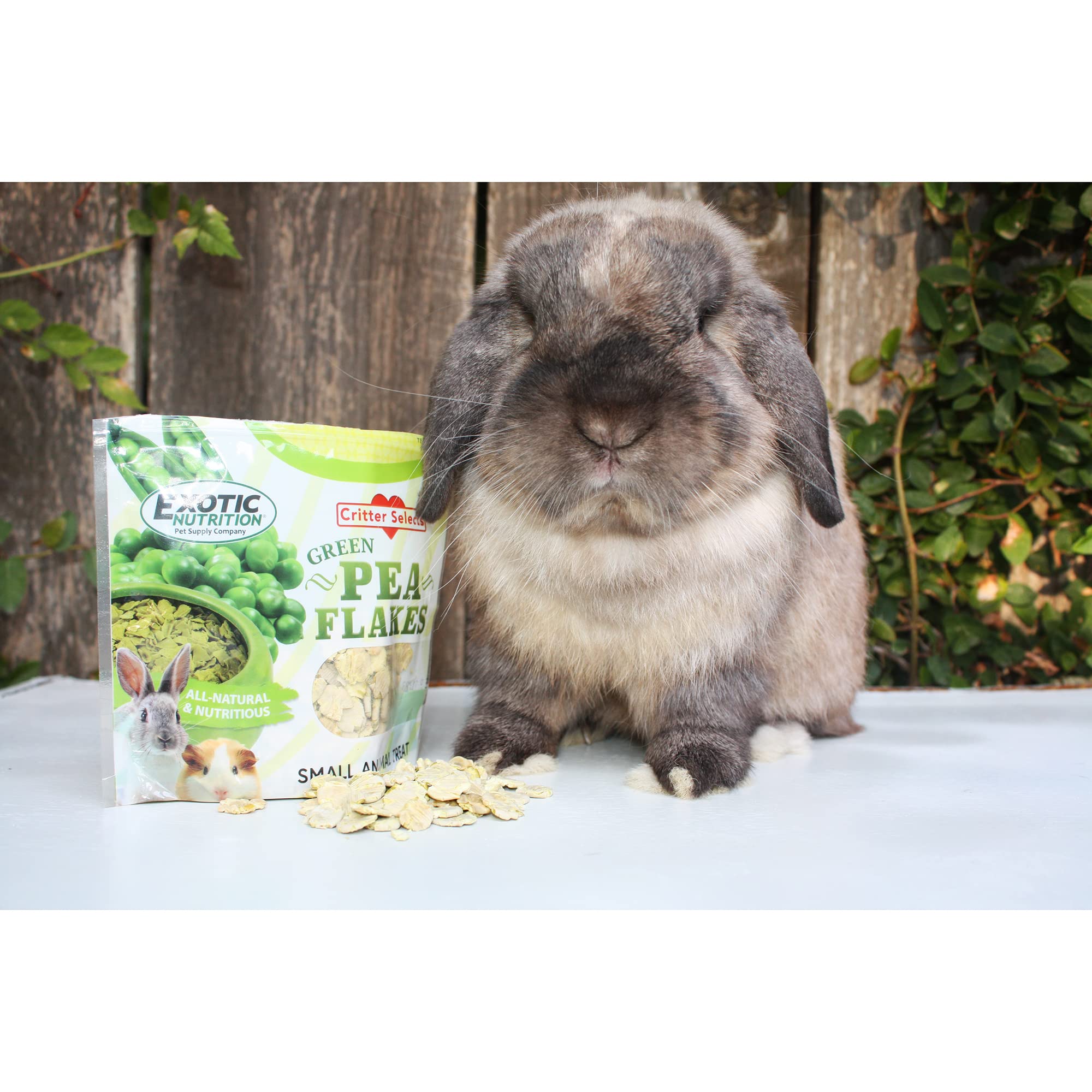 Exotic Nutrition green pea flakes small-pets-snack—versatile enrichment option.