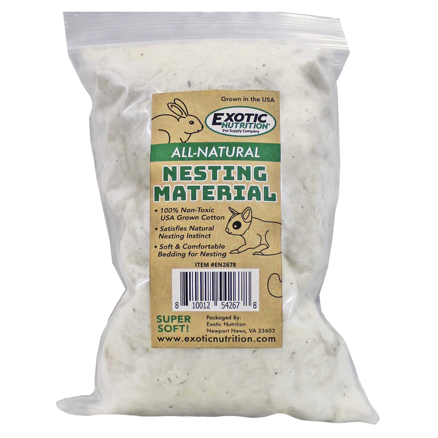 Exotic Nutrition: material de anidación 4 oz en empaque, práctico y suave.