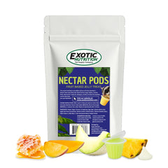 Exotic Nutrition Nectar Pods close-up of eight individually wrapped pods.